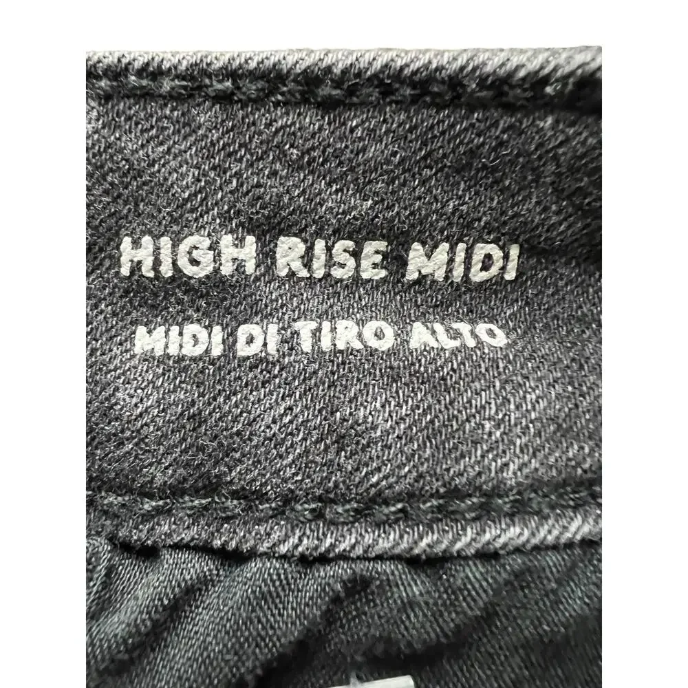 Universal Thread High Rise Midi Denim Shorts Womens 8 Black Cutoff Stretch - Picture 4 of 5